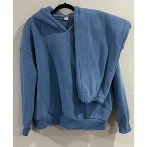 Caracilia Blue Fleece Hoodie & Jogger Sweatpants Set Womens Size L